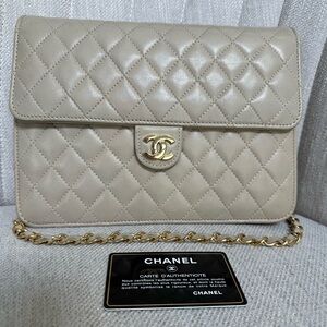 CHANEL Beige Quilted Shoulder Bag